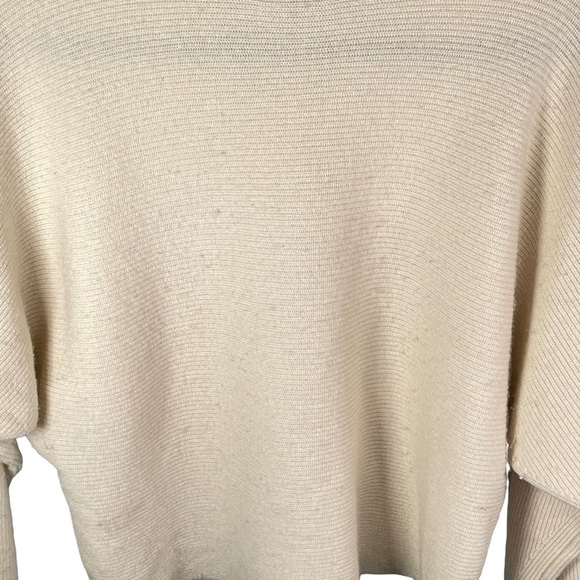 Monrow Womens Ribbed Off-The-Shoulder Wool & Cashmere-Blend Sweater Cream Medium - Picture 6 of 9